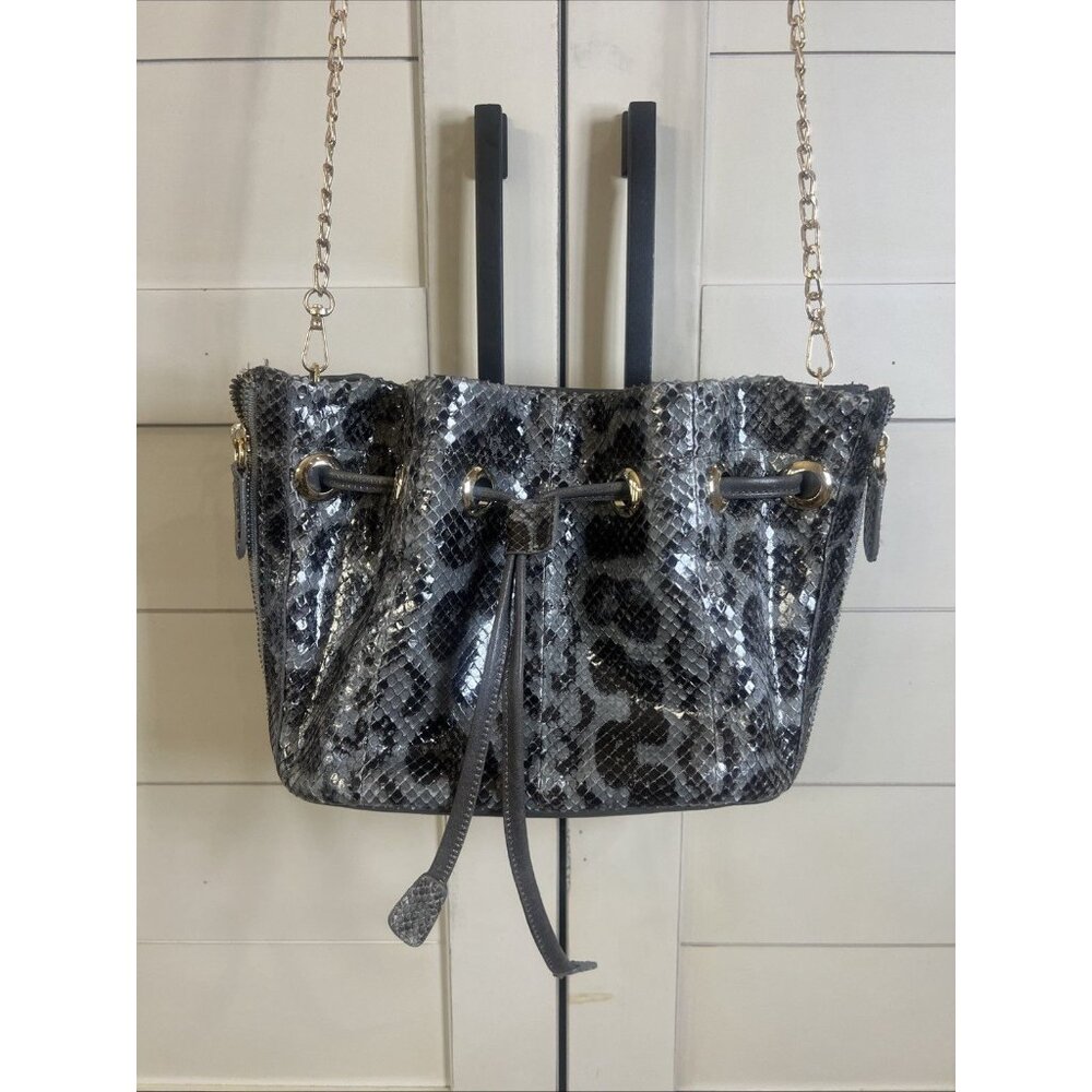 Be&D Genuine Leather Python Bucket Drawstring Cro… - image 1